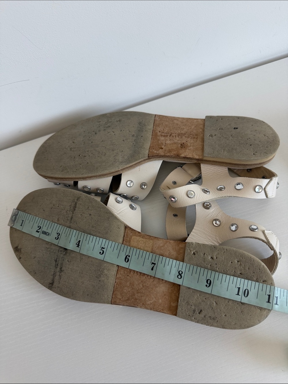 Freda Salvador 10 Sera Fisherman Sandals White Gem Embellishments - Picture 13 of 13